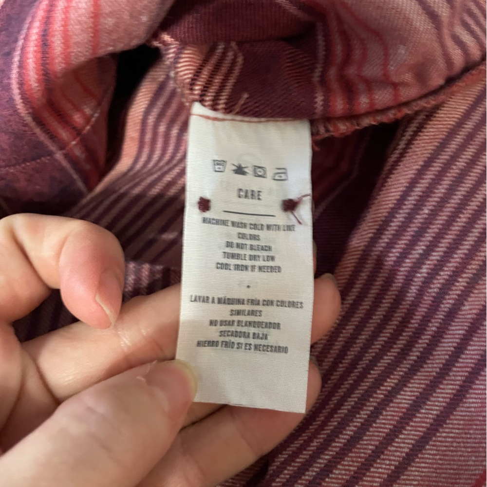 United by Blue women’s flannel sizes M & L organic cotton hemp red earth stripe - Picture 5 of 8